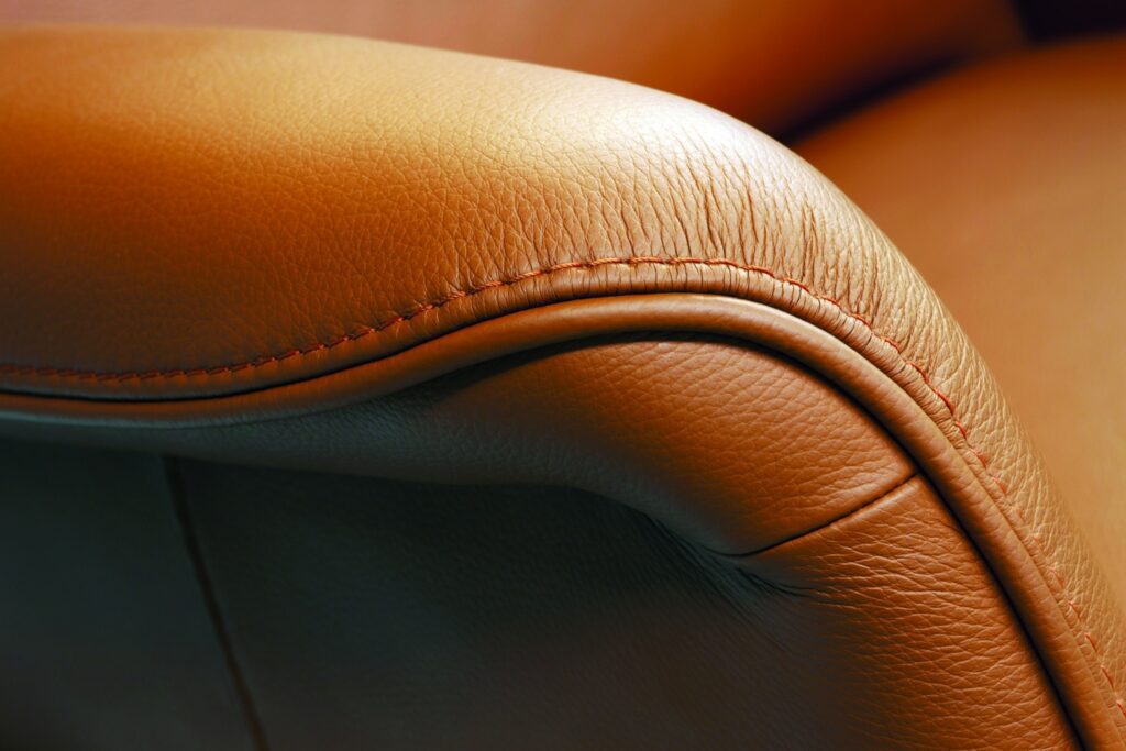 An upholstered sofa with leather which is giving an Experience of Luxury furniture