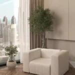 Makeen Off White Velvet Sofa Chair