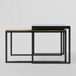 Modern Square Nesting Set Featuring Industrial Black Coffee Table